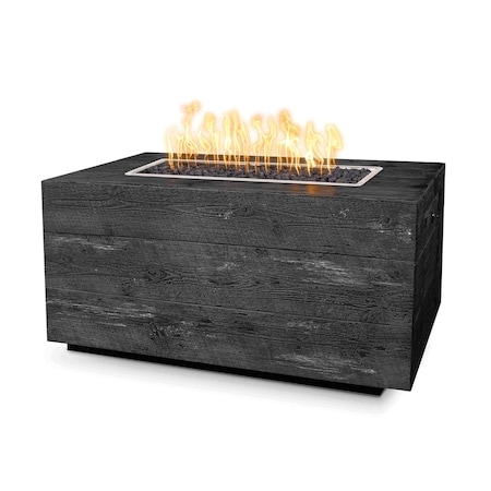 The Outdoor Plus 108 Rectangular Catalina Fire Pit - Wood Grain GFRC Concrete - Ebony - Match Lit - Liquid Propane OPT-CTL108-EBN-LP